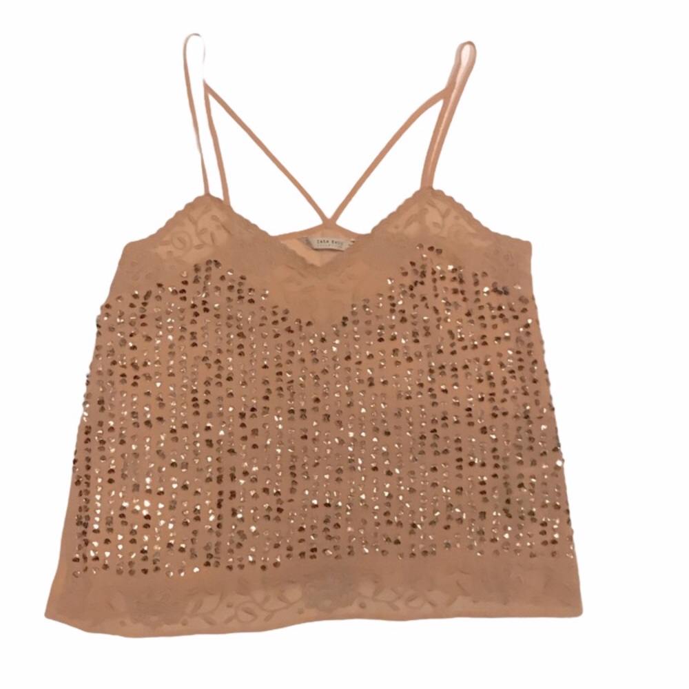 🔥HOST PICK ZARA Nude Beaded Cami